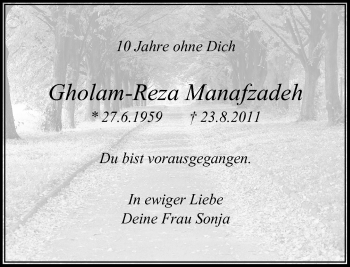 Traueranzeige von Gholam-Reza Manafzadeh von Rheinische Post