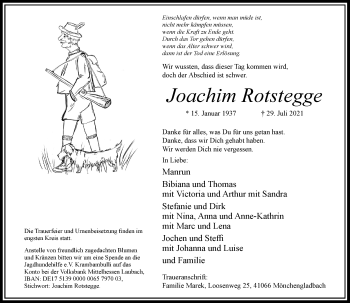 Traueranzeige von Joachim Rotstegge von Rheinische Post