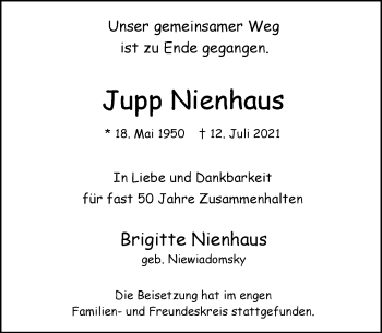 Traueranzeige von Jupp Nienhaus von Rheinische Post