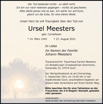 Traueranzeige von Ursel Meesters von Rheinische Post