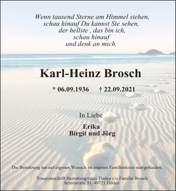 Traueranzeige von Karl-Heinz Brosch von Rheinische Post