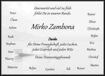 Traueranzeige von Mirko Zambona von Rheinische Post