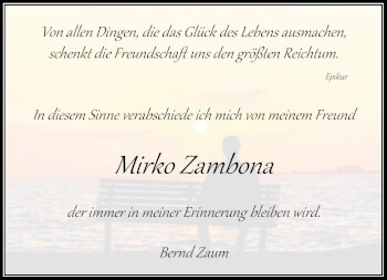 Traueranzeige von Mirko Zambona von Rheinische Post