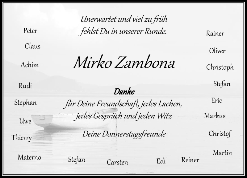  Traueranzeige für Mirko Zambona vom 25.09.2021 aus Rheinische Post