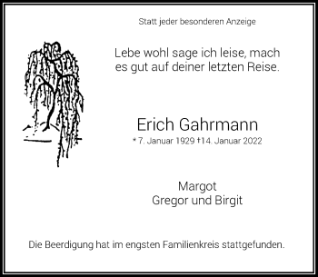 Traueranzeige von Erich Gahrmann von Rheinische Post