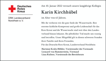 Traueranzeige von Karin Kirchhübel von Rheinische Post