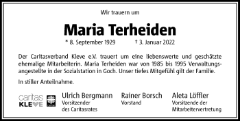Traueranzeige von Maria Terheiden von Rheinische Post