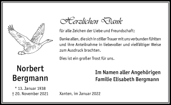 Traueranzeige von Norbert Bergmann von Rheinische Post