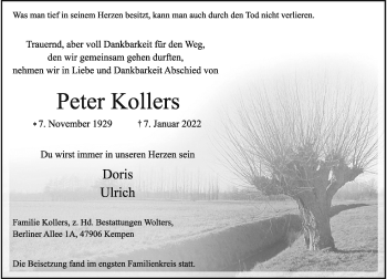 Traueranzeige von Peter Kollers von Rheinische Post