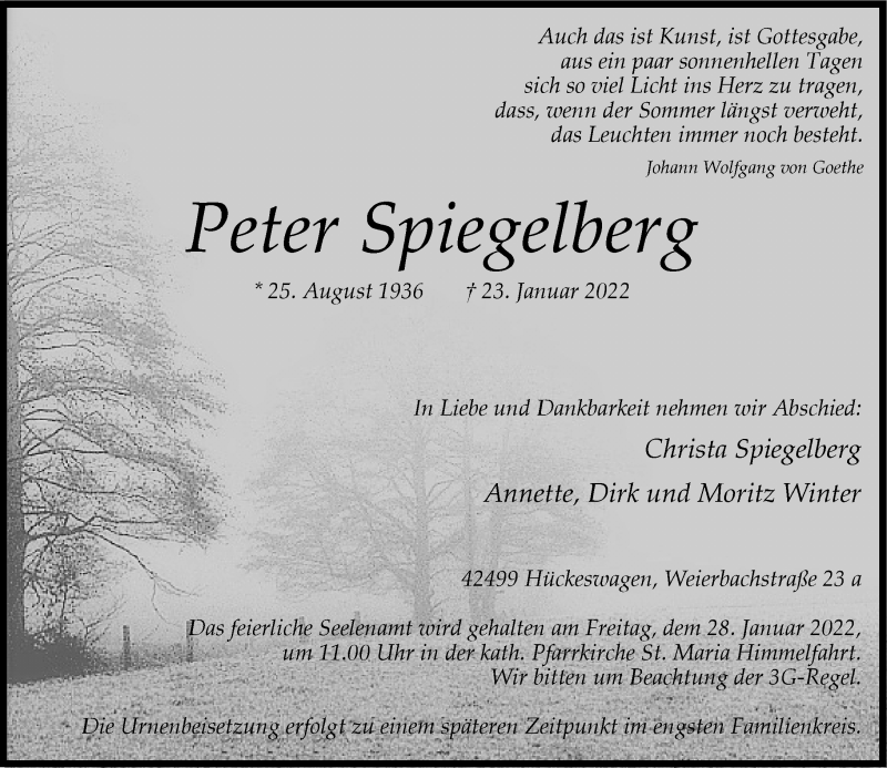 Alle Traueranzeigen für Peter Spiegelberg | trauer.rp-online.de