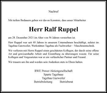 Traueranzeige von Ralf Ruppel von Rheinische Post