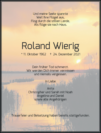 Traueranzeige von Roland Wierig von Rheinische Post