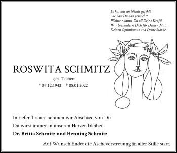 Traueranzeige von Roswita Schmitz von Rheinische Post