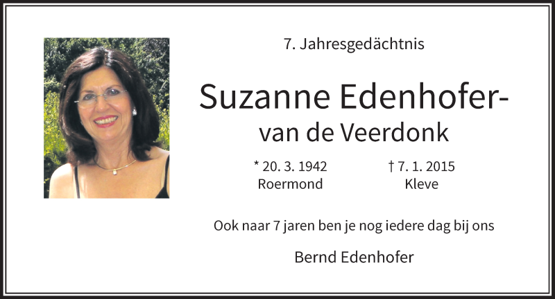  Traueranzeige für Suzanne Edenhofer vom 07.01.2022 aus Rheinische Post