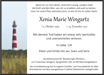 Traueranzeige von Xenia Marie Wingartz von Rheinische Post