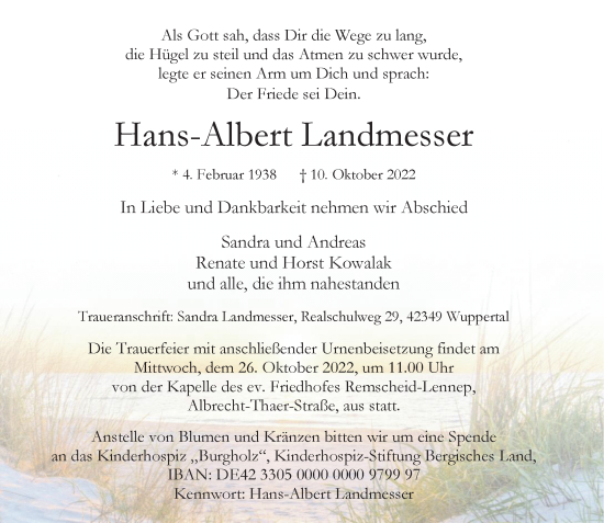 Traueranzeige von Hans-Albert Landmesser von Rheinische Post