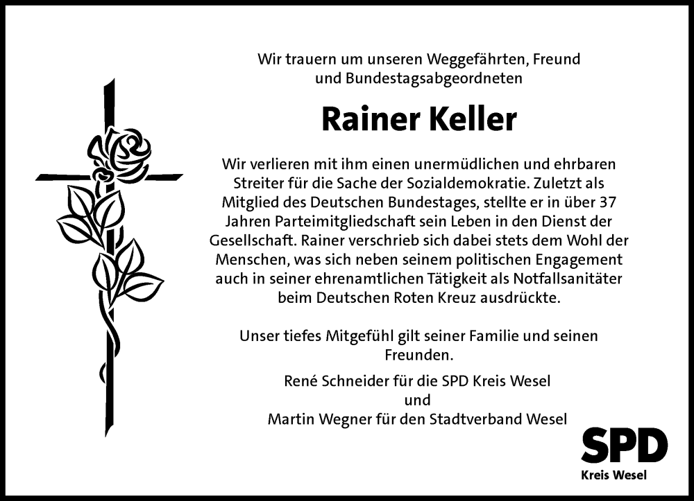  Traueranzeige für Rainer Keller vom 08.10.2022 aus Rheinische Post