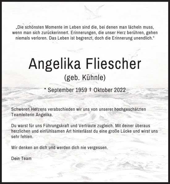 Traueranzeige von Angelika Fliescher von Rheinische Post