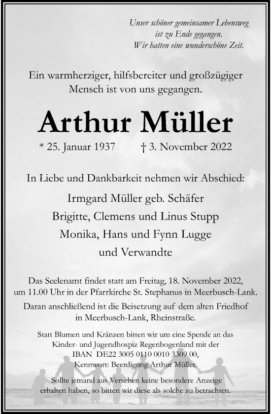 Alle Traueranzeigen für Arthur Müller