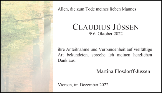 Traueranzeige von Claudius Jüssen von Rheinische Post