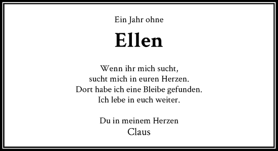 Traueranzeige von Ellen  von Rheinische Post