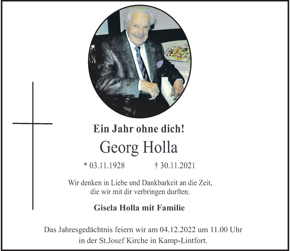  Traueranzeige für Georg Holla vom 30.11.2022 aus Rheinische Post