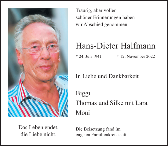 Traueranzeige von Hans-Dieter Halfmann von Rheinische Post