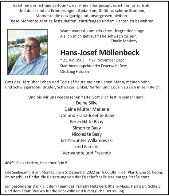 Traueranzeige von Hans-Josef Möllenbeck von Rheinische Post