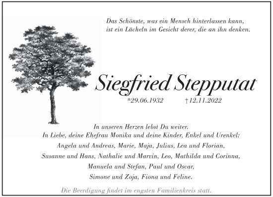Traueranzeige von Siegfried Stepputat von Rheinische Post