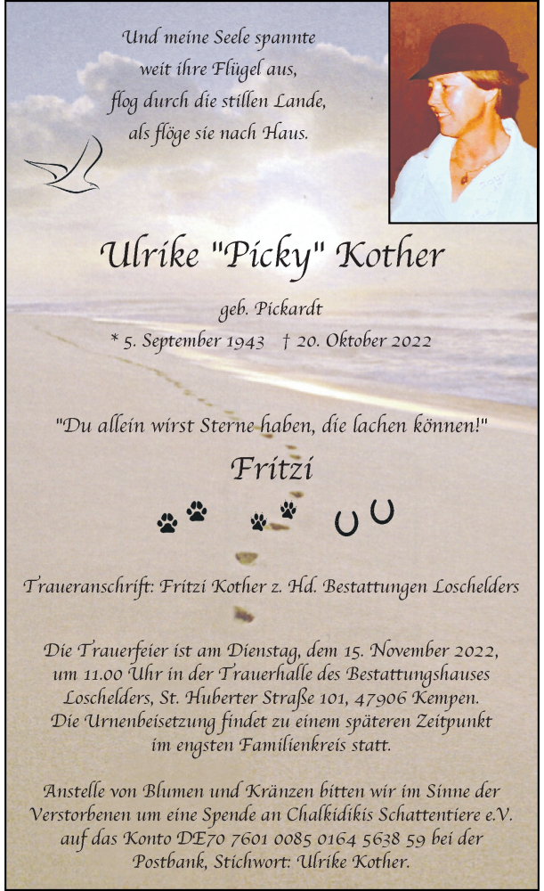  Traueranzeige für Ulrike Kother vom 12.11.2022 aus Rheinische Post