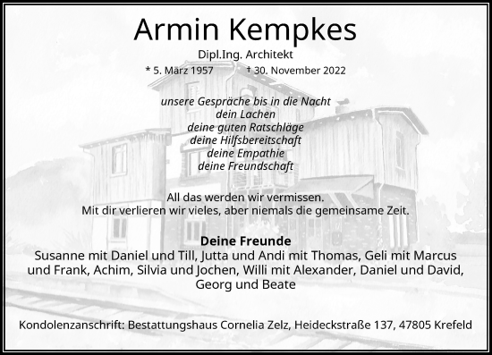 Traueranzeige von Armin Kempkes von Rheinische Post