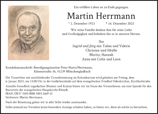 Traueranzeige von Martin Herrmann von Rheinische Post