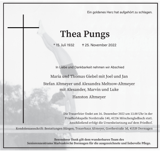 Traueranzeige von Thea Pungs von Rheinische Post