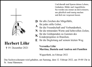 Traueranzeige von Herbert Löhr von Rheinische Post