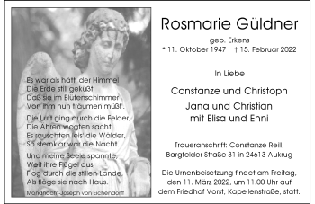 Traueranzeige von Rosmarie Güldner von Rheinische Post