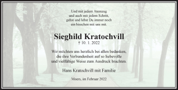 Traueranzeige von Sieghild Kratochvill von Rheinische Post