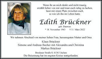 Traueranzeige von Edith Brückner von Rheinische Post