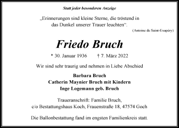 Traueranzeige von Friedo Bruch von Rheinische Post