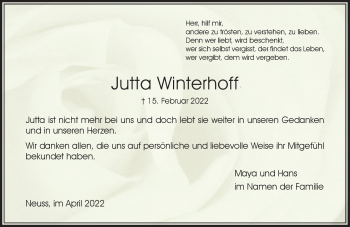 Traueranzeige von Jutta Winterhoff von Rheinische Post