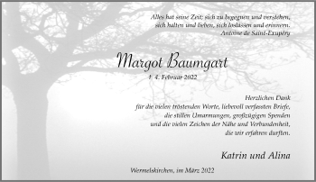 Traueranzeige von Margot Baumgart von Rheinische Post