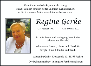 Traueranzeige von Regine Gerke von Rheinische Post