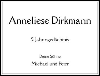 Traueranzeige von Anneliese Dirkmann von Rheinische Post