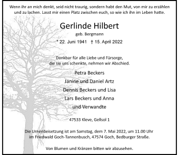 Traueranzeige von Gerlinde Hilbert von Rheinische Post