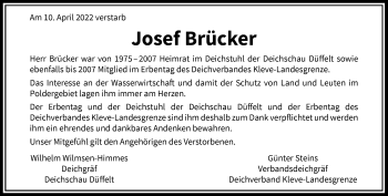 Traueranzeige von Josef Brücker von Rheinische Post