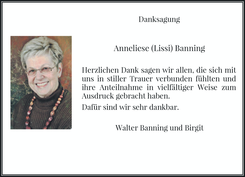  Traueranzeige für Anneliese Banning vom 28.05.2022 aus Rheinische Post