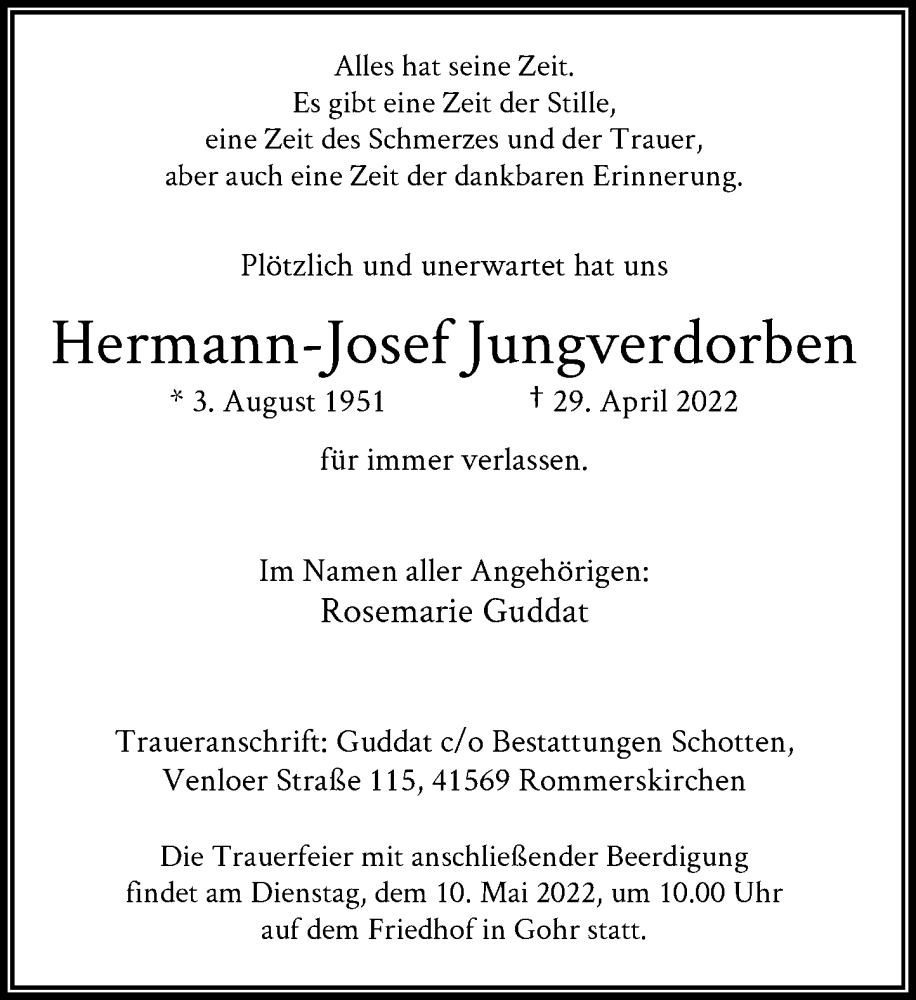  Traueranzeige für Hermann-Josef Jungverdorben vom 10.05.2022 aus Rheinische Post