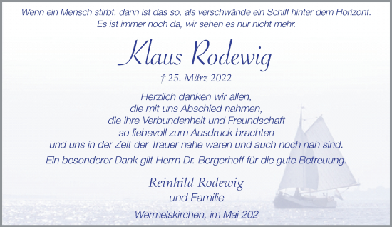 Traueranzeige von Klaus Rodewig von Rheinische Post