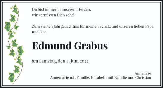 Traueranzeige von Edmund Grabus von Rheinische Post
