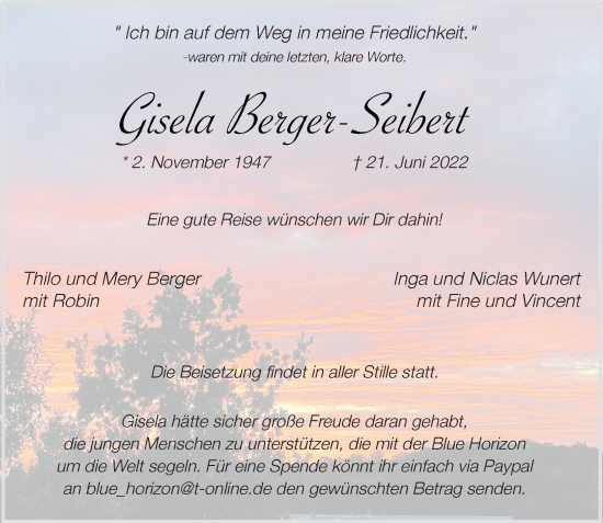 Traueranzeige von Gisela Berger-Seibert von Rheinische Post