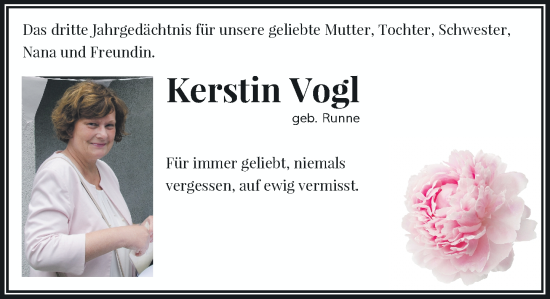 Traueranzeige von Kerstin Vogl von Rheinische Post